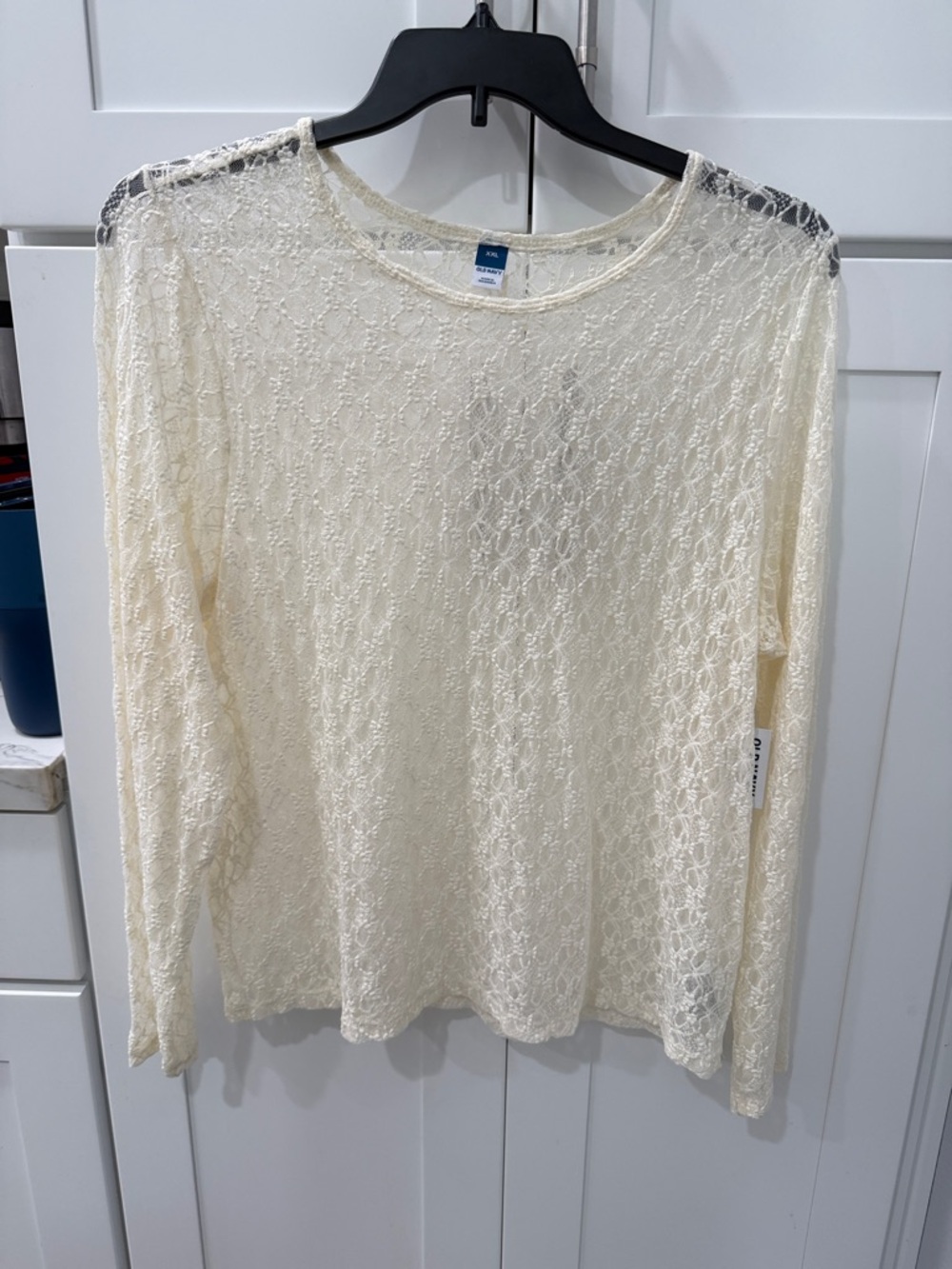 Old Navy Cream Lace Overlay Long-Sleeve